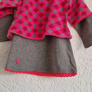 074 - Mim-Pi jurkje fuchsia grijs nieuw