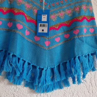 092 104 - Mim-Pi poncho aqua kleurtjes nieuw