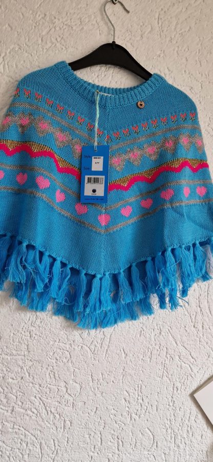 110 – Mim-Pi poncho aqua kleurtjes nieuw