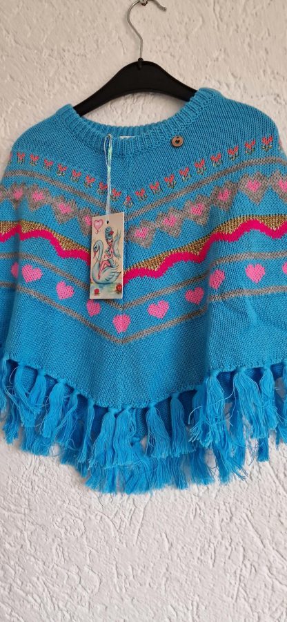 110 – Mim-Pi poncho aqua kleurtjes nieuw - Afbeelding 3