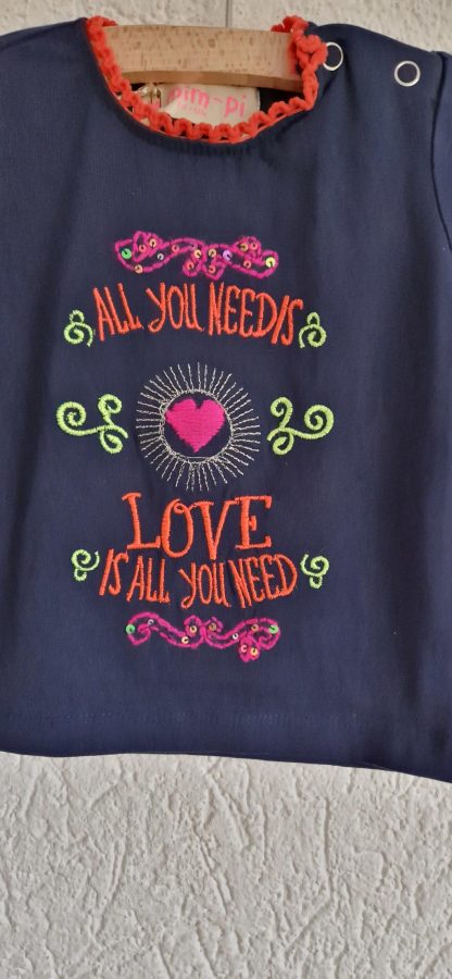 068 - Mim-Pi shirt blauw print nieuw - Afbeelding 3