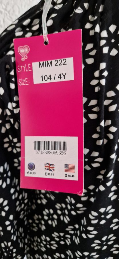 098 en 104 - Mim-Pi mini jurkje zwart wit nieuw - Afbeelding 4