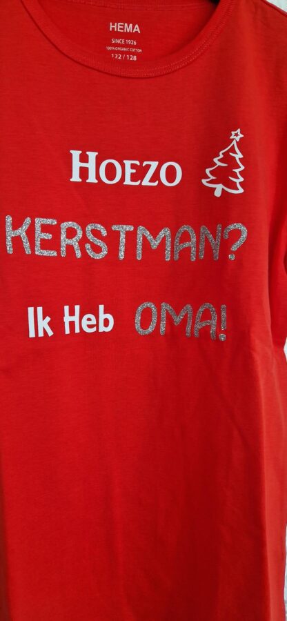 122 128 - Hema kerstshirt rood print nieuw (0124gh2) - Afbeelding 3