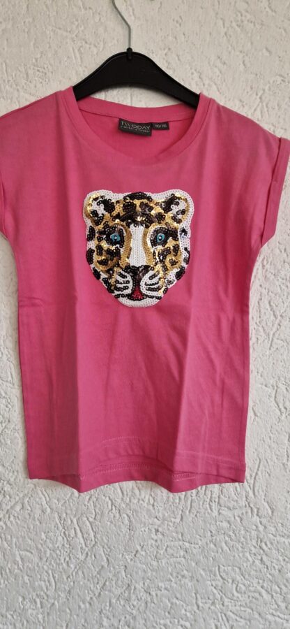 110 116 - Twoday roze shirt tijger lovertjes (0124gh2)