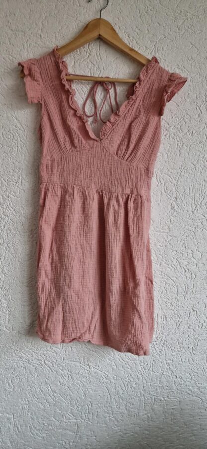 L - Shein roze jurk kreukstof (0224kel1)