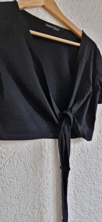 L - Shein kort bolero vestje zwart (0224kel1)