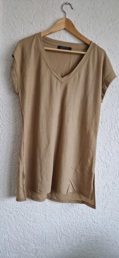 M - Primark shirt V-hals camel (0224kel1)