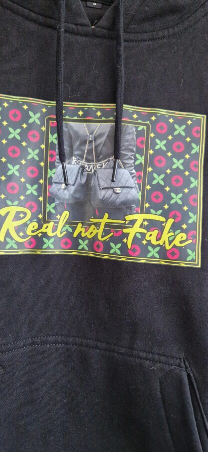 S - Hoodie zwart real not fake (0324ang2) - Afbeelding 3