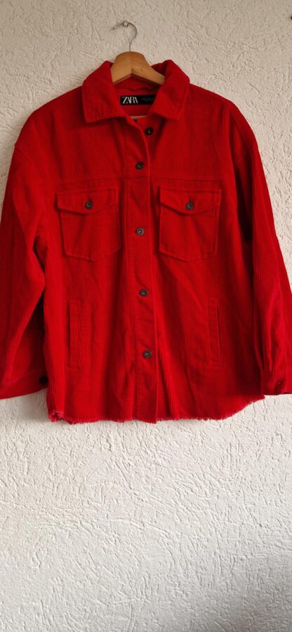 XS - Zara shacket rib rood (0324ang5) - Afbeelding 2