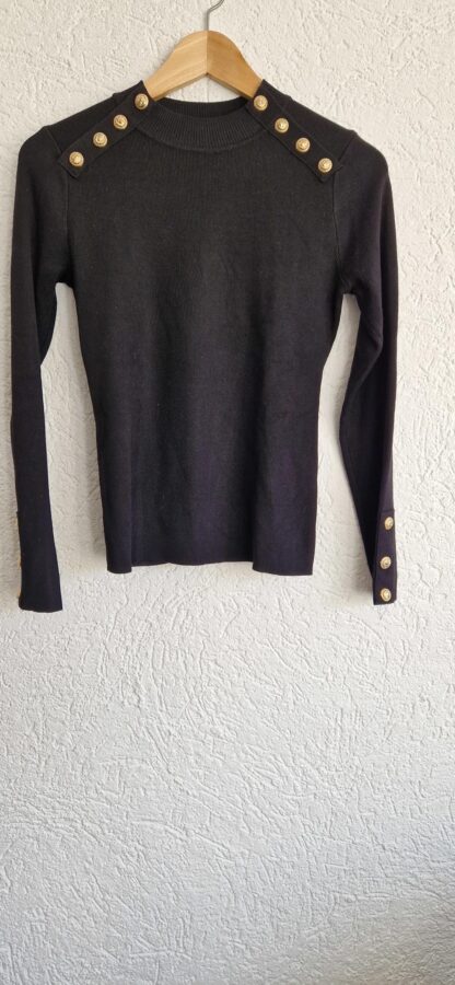 XS - Vintage dressing trui zwart knopen (0424ang7)