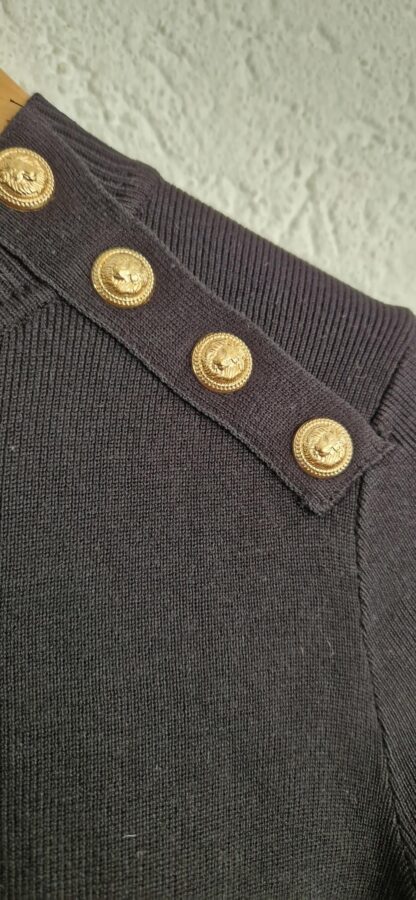 XS - Vintage dressing trui zwart knopen (0424ang7) - Afbeelding 3