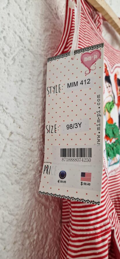 092+98 - Mim-Pi jurk streepjes rood wit nieuw - Afbeelding 9