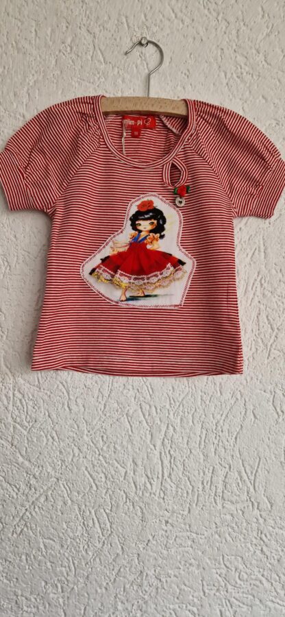092+98+104 - Mim-Pi shirt streepjes rood wit nieuw