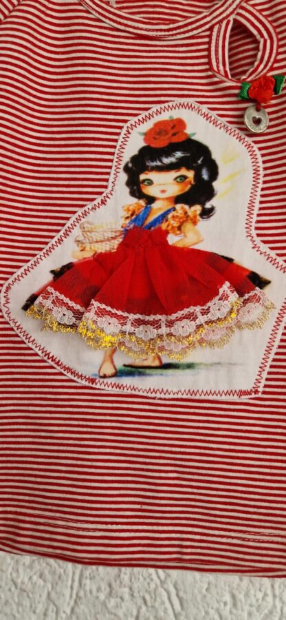 092+98+104 - Mim-Pi shirt streepjes rood wit nieuw - Afbeelding 4