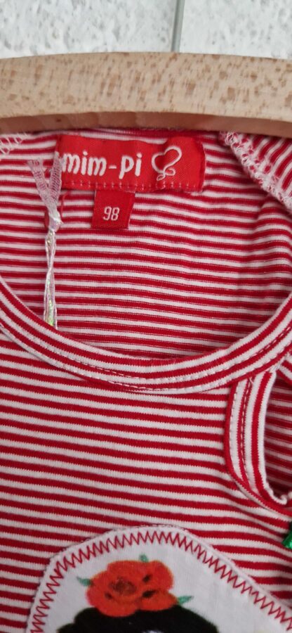 092+98+104 - Mim-Pi shirt streepjes rood wit nieuw - Afbeelding 5
