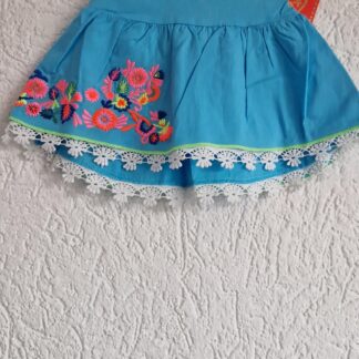 068+74 - Mim-Pi rokje aqua geborduurd nieuw