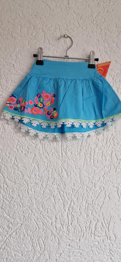 068+74 - Mim-Pi rokje aqua geborduurd nieuw
