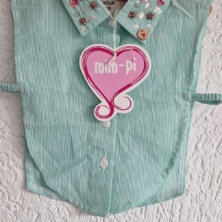 104 - Mim-Pi kraagje groen streepje nieuw