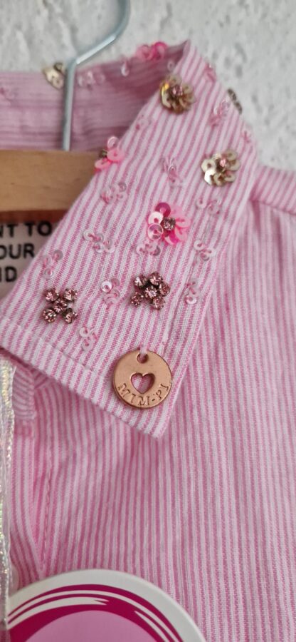 104 - Mim-Pi kraagje roze streepje nieuw - Afbeelding 3