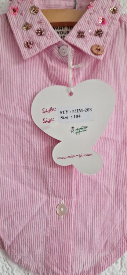 104 - Mim-Pi kraagje roze streepje nieuw - Afbeelding 5
