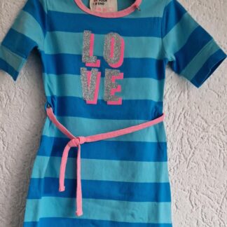 092+98+104+110 - Mim-Pi jurkje blauw strepen nieuw