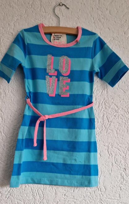 092+98+104+110 - Mim-Pi jurkje blauw strepen nieuw