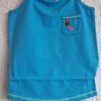 122+128+134 - Mim-Pi topje aqua zakje nieuw