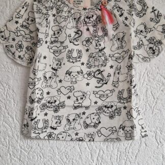 104 - Mim-Pi shirt zwart wit printjes nieuw