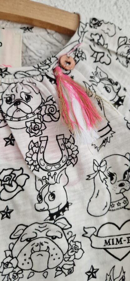 104 - Mim-Pi shirt zwart wit printjes nieuw - Afbeelding 3