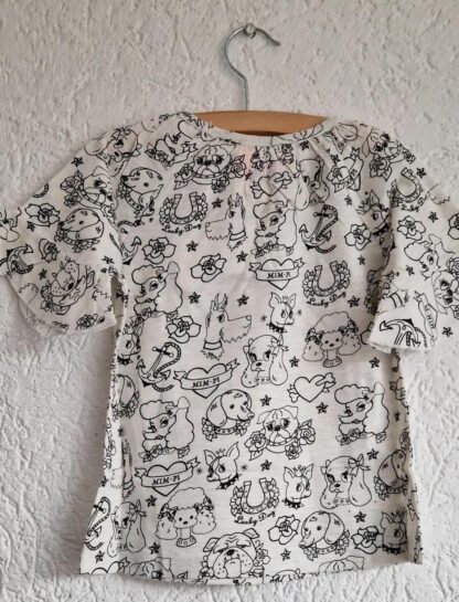 104 - Mim-Pi shirt zwart wit printjes nieuw - Afbeelding 5