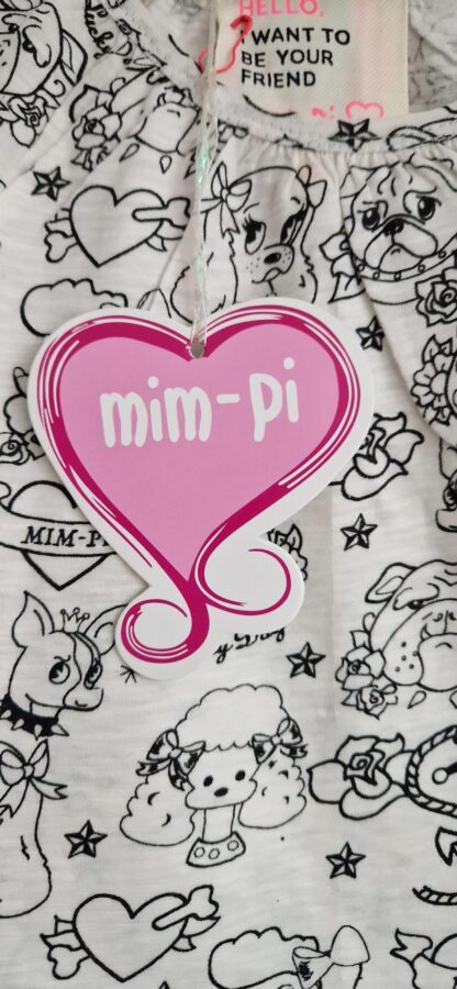 104 - Mim-Pi shirt zwart wit printjes nieuw - Afbeelding 8