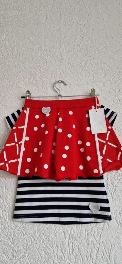 110/116 - LoFff rok rood wit dots nieuw