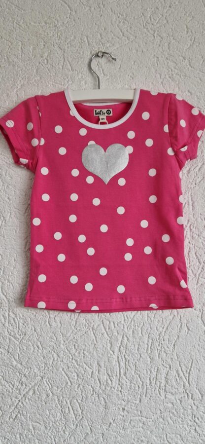 104 - LoFff shirt pink white zilveren hart nieuw