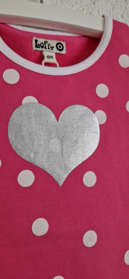 104 - LoFff shirt pink white zilveren hart nieuw - Afbeelding 3