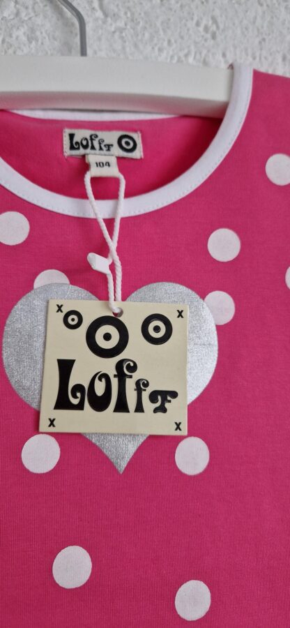 104 - LoFff shirt pink white zilveren hart nieuw - Afbeelding 4