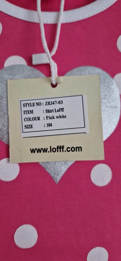 104 - LoFff shirt pink white zilveren hart nieuw - Afbeelding 5