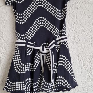 104 - LoFff jurk blauw wit waves ceintuur nieuw