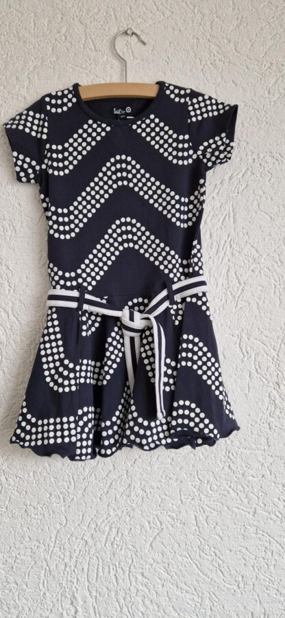 104 - LoFff jurk blauw wit waves ceintuur nieuw