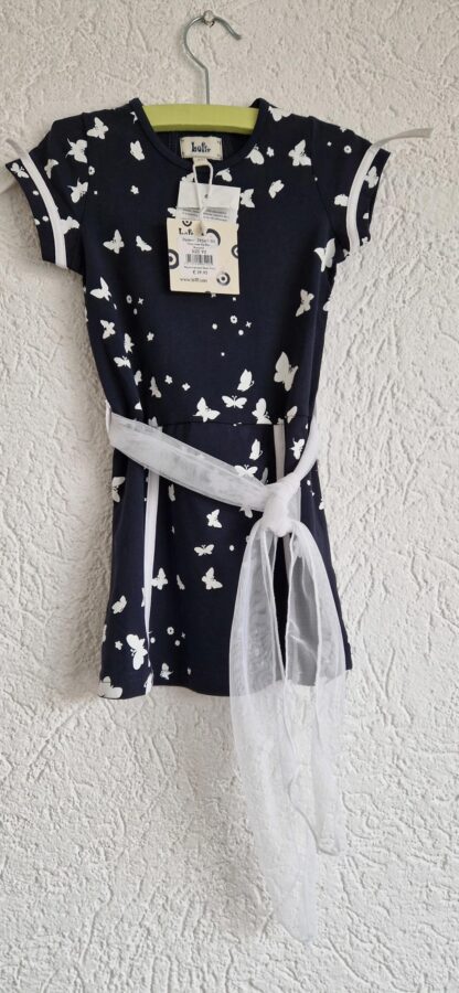 092 - LoFff jurk blauw wit vlinders nieuw