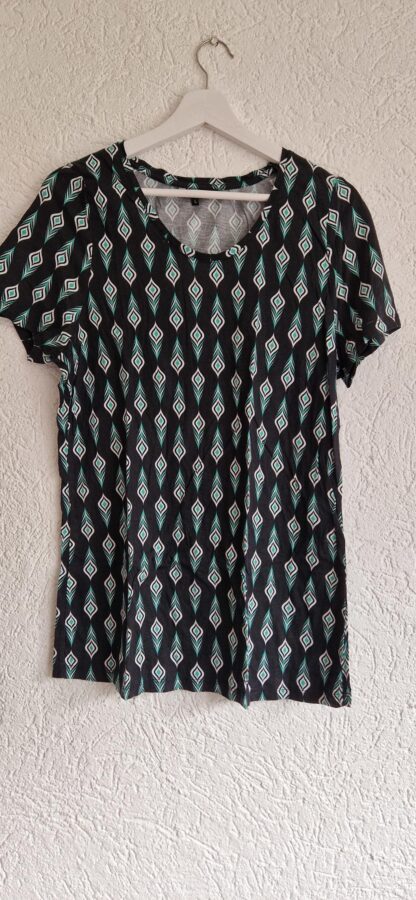 L - MS Mode shirt zwart printje groen (0524anm)