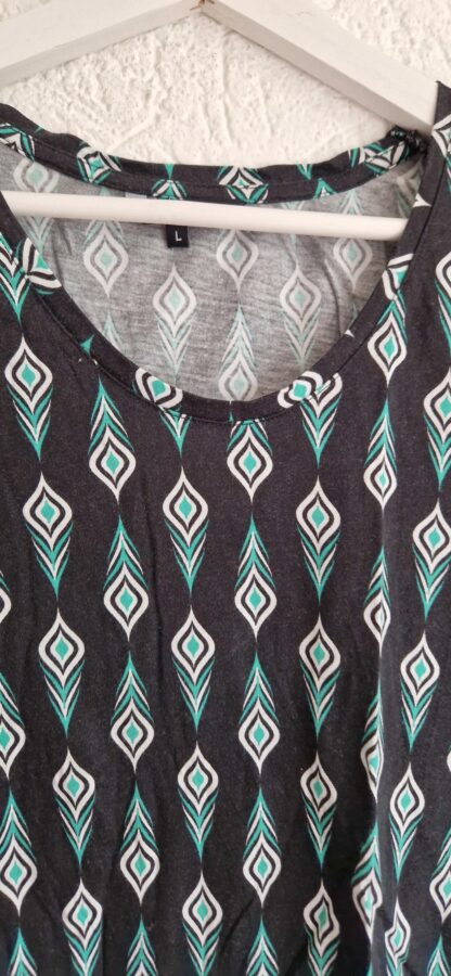 L - MS Mode shirt zwart printje groen (0524anm) - Afbeelding 3