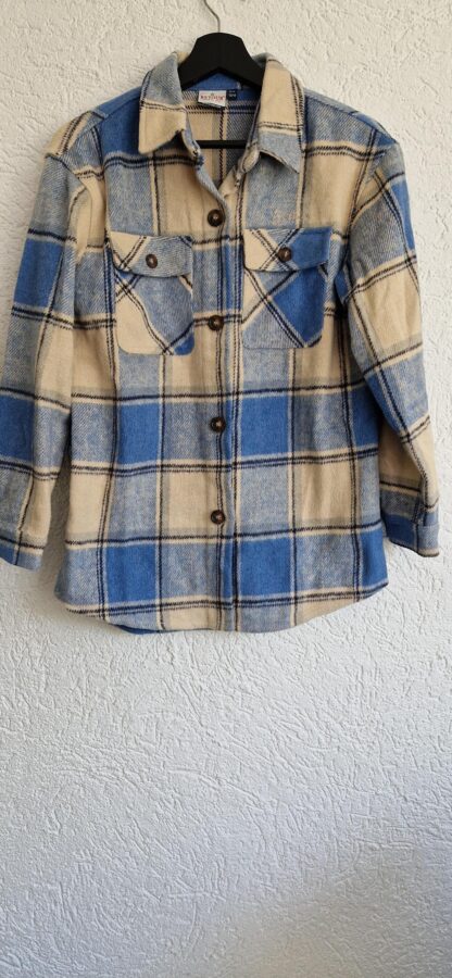 158 164 - Retour shacket blauw beige (0624meg4) - Afbeelding 2
