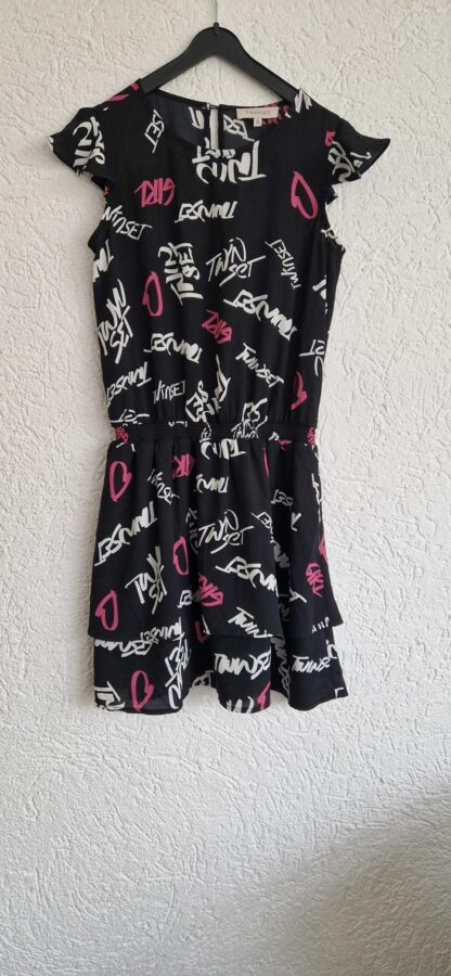 152 - Twinset jurk zwart print (0624meg6)