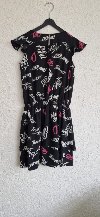 152 - Twinset jurk zwart print (0624meg6) - Afbeelding 4