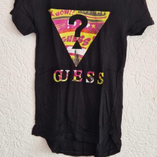 140 - Guess shirt zwart roze geel (0724meg12)