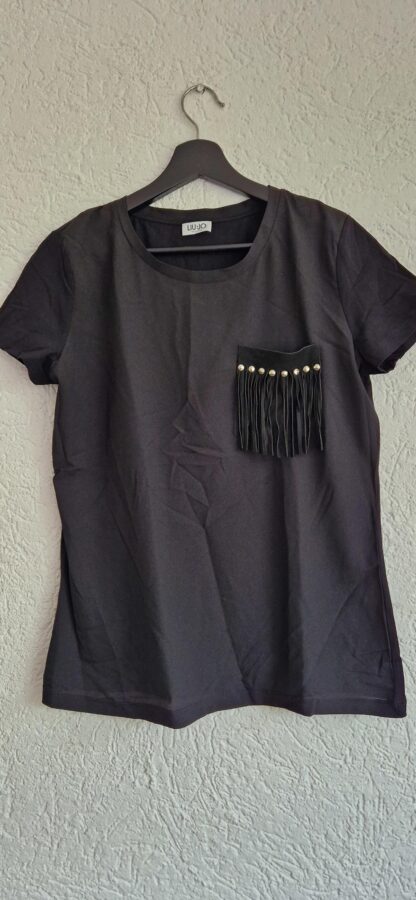 M - Liu Jo shirt zwart franje (0824meg13)