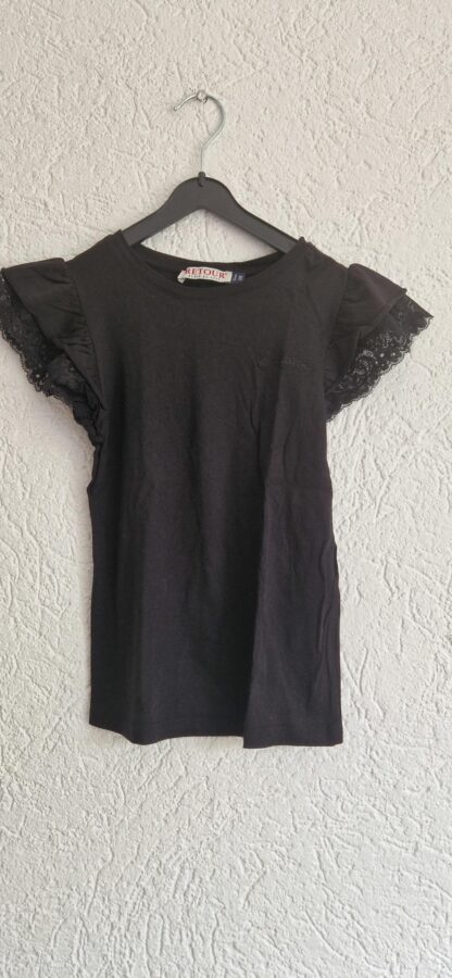 122 128 - Retour shirt zwart kant (0824ger1)