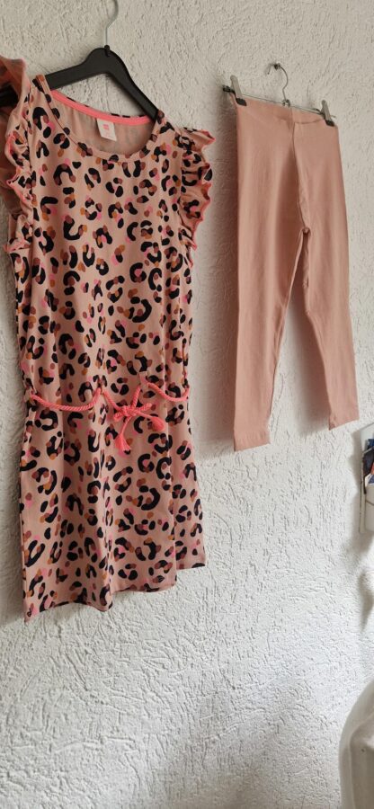134 140 - Hema jurk en legging roze (0824ger1)