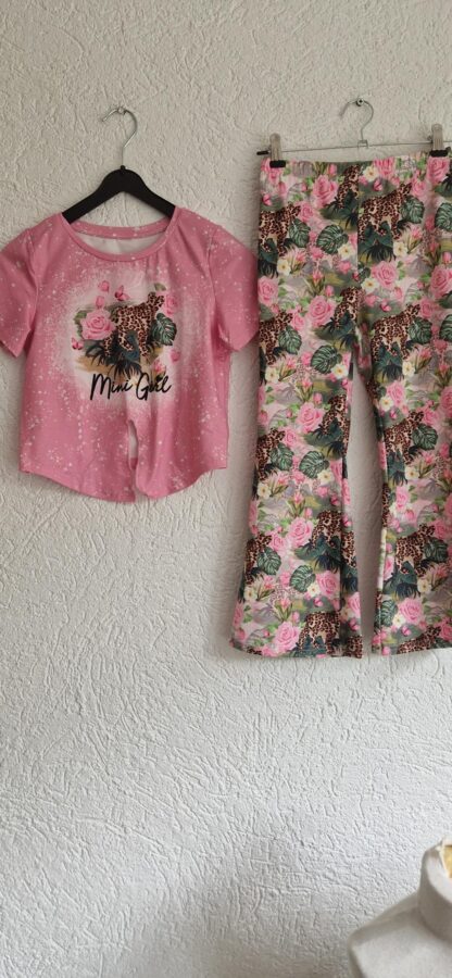 128 - Mini girl set tijgerprint roze (0824ger1) - Afbeelding 2