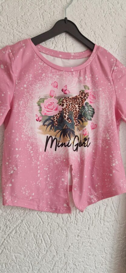 128 - Mini girl set tijgerprint roze (0824ger1) - Afbeelding 3